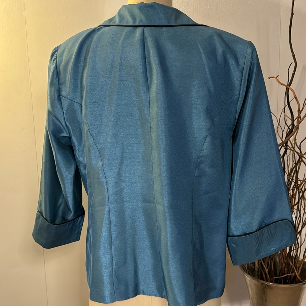 Dress barn three button blazer 3/4 sleeve in teal - Picture 4 of 6